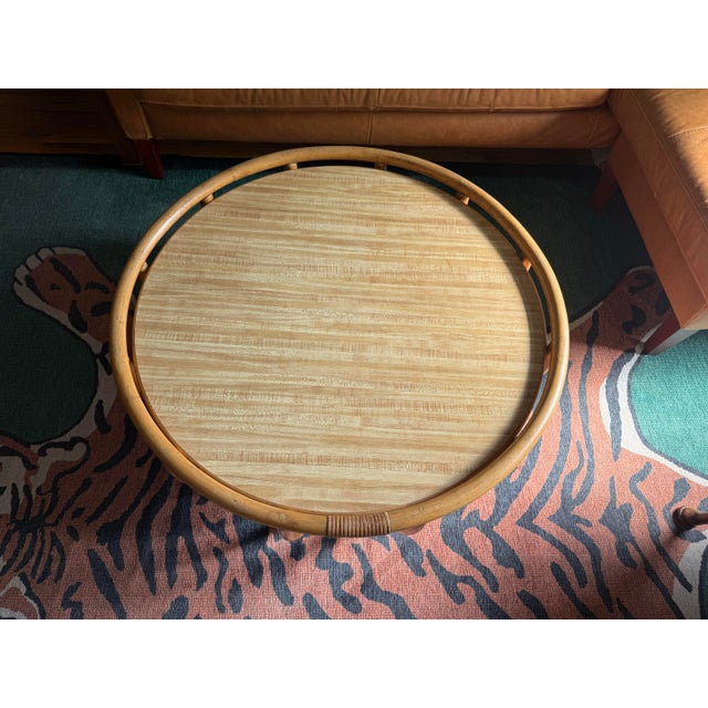 Boho Chic Vintage Rattan Coffee Table – Mid-Century Boho Style For Sale - Image 3 of 4