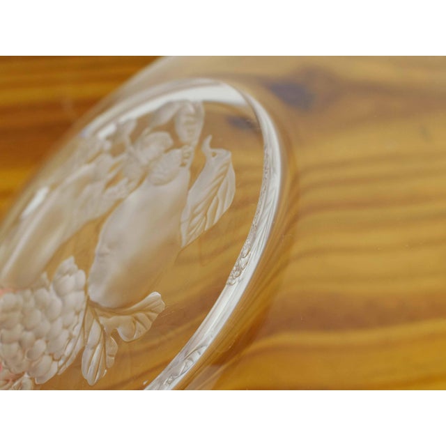 Glass Mid 20th Century Val Saint Lambert Crystal Salad Plate With Frosted Intaglio Design of Fruits Signed - Set of 4 For Sale - Image 7 of 7