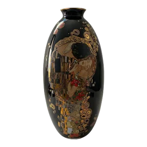 2007 Goebel Porcelain Vase With Certificate After Klimt "The Kiss"