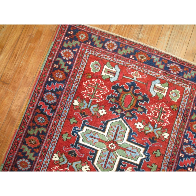 Textile Pair of Antique Persian Serapi Heriz Square Rugs - 3'5" x 4'2" For Sale - Image 7 of 18