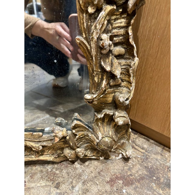 Antique Large Gilt Wood Mirror, Italy For Sale - Image 4 of 12