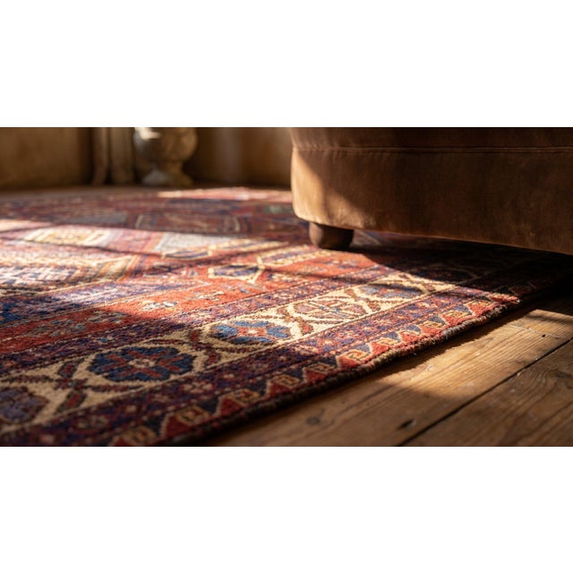 Textile Outstanding Red Rust Color With Geometric Design Antique Caucasian Sumak Rug For Sale - Image 7 of 8
