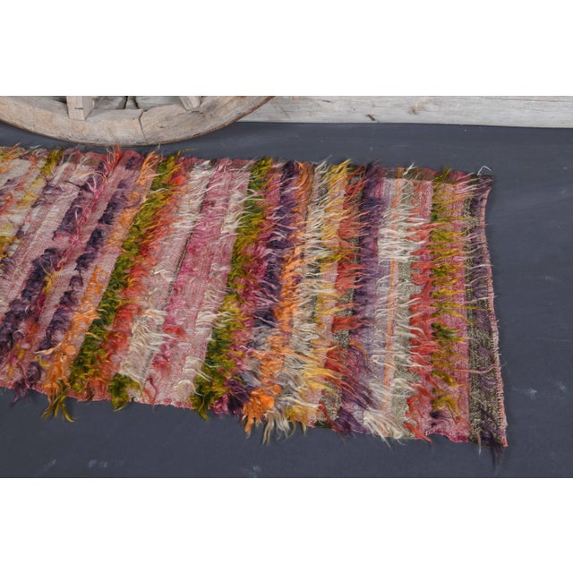 Vintage Turkish Hand-Knotted Wool Cotton Pink Kilim Runner Rug For Sale - Image 6 of 9