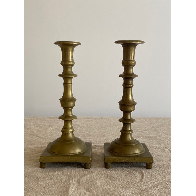 Pair of Early to Mid-19th Century Brass Candlesticks For Sale - Image 10 of 10