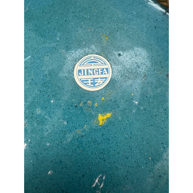 Chinese Large 20" Chinese Cloisonne Enamel Vase Cobalt Blue Birds Cherry Blossom Vintage For Sale - Image 3 of 12