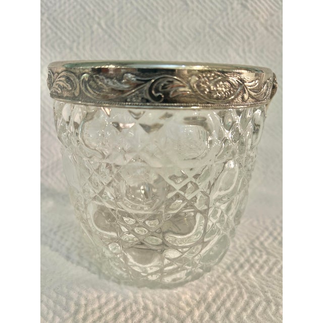 1930s Cut Crystal & Silverplate Ice Bucket With Ornate Foliate Mounts and Drainer For Sale In New Orleans - Image 6 of 12