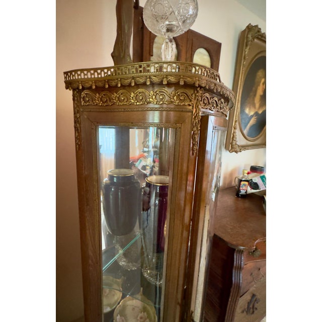Antique French Louis XV Style Vernis Martin Vitrine Cabinet For Sale - Image 15 of 15