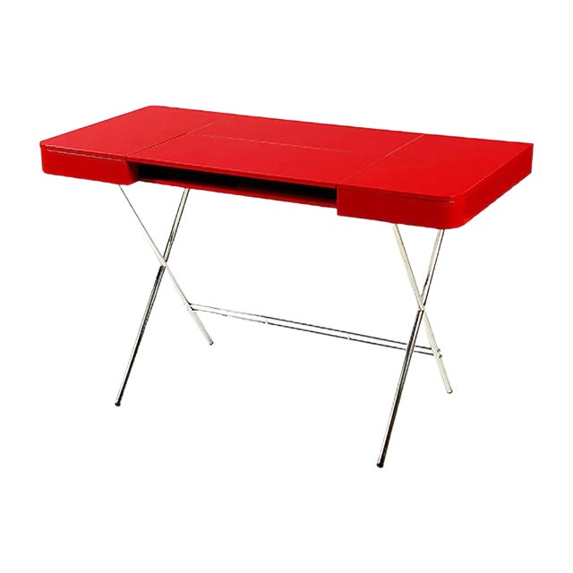 Cosimo Desk with Red Glossy Lacquered Top by Marco Zanuso Jr. for Adentro, 2017 For Sale
