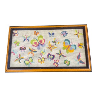 Vintage Custom Framed Needlepoint For Sale