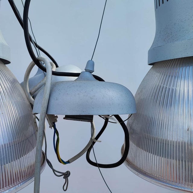 Blue Vintage Industrial Pendants, Set of 3 For Sale - Image 8 of 9