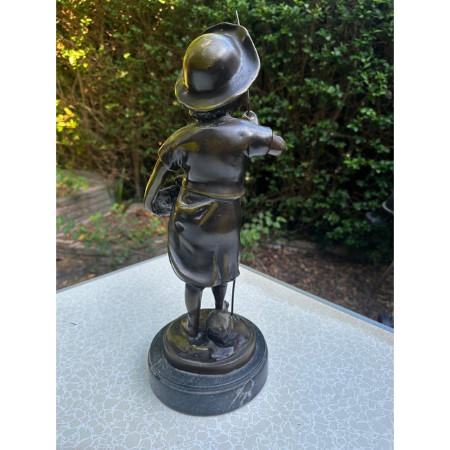 Hippolyte François Moreau, Young Fisherman, 1900, Bronze with Green Patina For Sale - Image 5 of 18