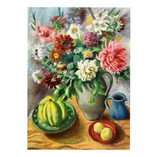 Peter Ludwigs, Still Life with Fruit and Flowers, 1925-35, Oil on Canvas, Framed For Sale