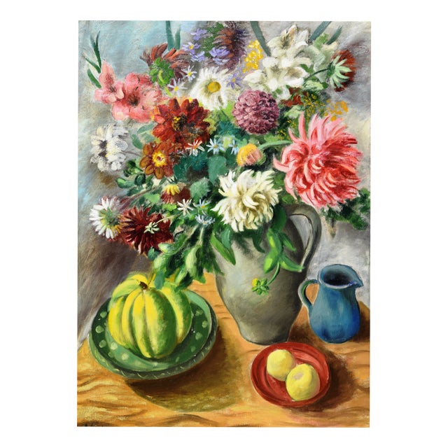 Peter Ludwigs, Still Life with Fruit and Flowers, 1925-35, Oil on Canvas, Framed For Sale