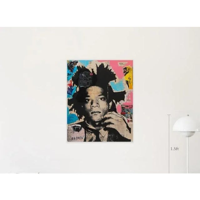 Basquiat Collage Pop Art painting on canvas. Ships unframed in a box.
