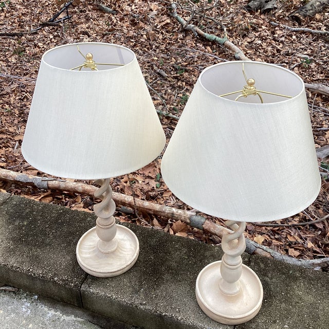Custom Turned Wood Candlestick Lamps – Newly Wired, 27” H - a Pair For Sale In Atlanta - Image 6 of 7
