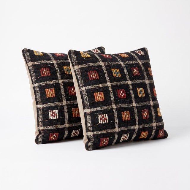 Mid-Century Modern Turkish Oushak Kilim Pillow Cover 19'' X 19'' - Set of Two For Sale - Image 3 of 4