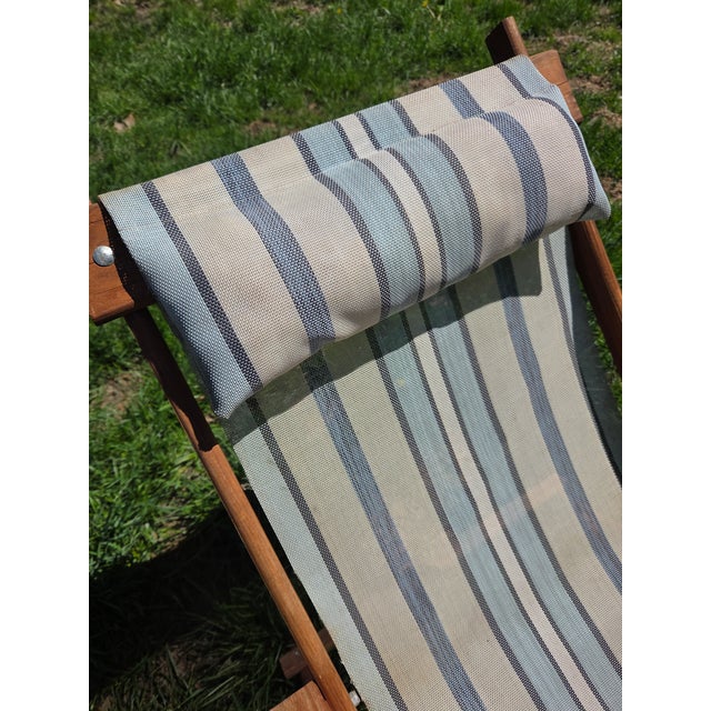 Blue Vintage Folding Lounge Beach Chair Rocker For Sale - Image 8 of 9