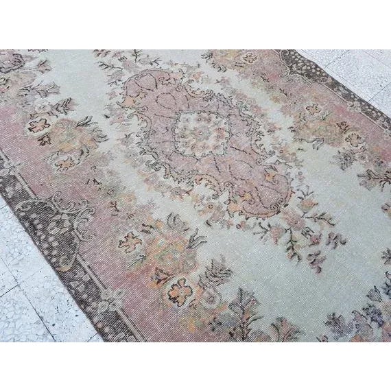 1970s 1970s Vintage Turkish Oushak Rug - 5′5″ × 8′10″ For Sale - Image 5 of 11