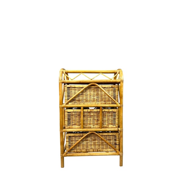 Vintage Rattan & Wicker Three Drawer Stand For Sale - Image 11 of 12