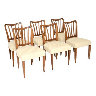 Mid-Century Italian Walnut Dining Chairs by Paolo Buffa, 1950, Set of 6 For Sale