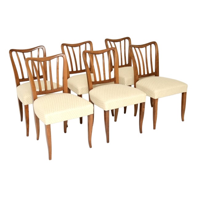 Mid-Century Italian Walnut Dining Chairs by Paolo Buffa, 1950, Set of 6 For Sale
