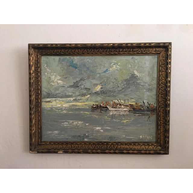 1960s Vintage Impressionist Style Nautical Oil Painting Signed Sachse, Framed For Sale - Image 5 of 5
