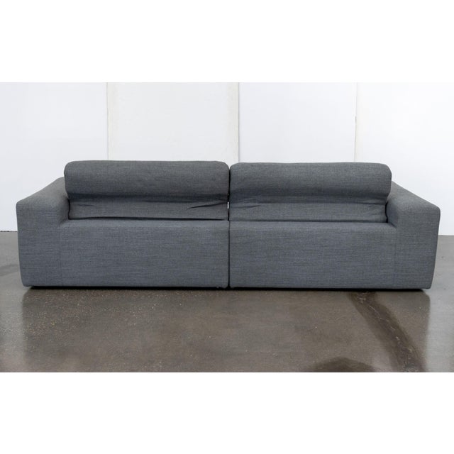 HAY Mags Soft Low Gray Fabric Upholstered Sofa, designed by Matthew Hilton, with adjustable backs, marked "Design Within...