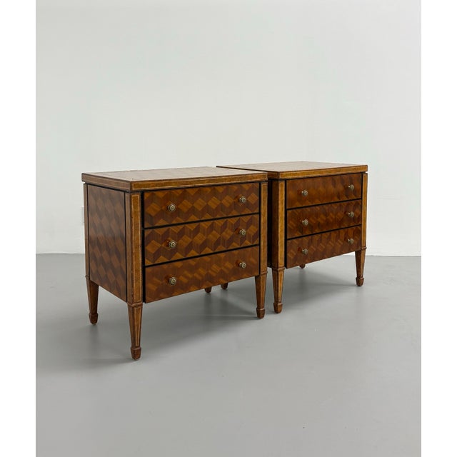 Mid 20th Century Vintage Maitland-Smith Marquetry Bedside Tables – Pair For Sale - Image 5 of 8