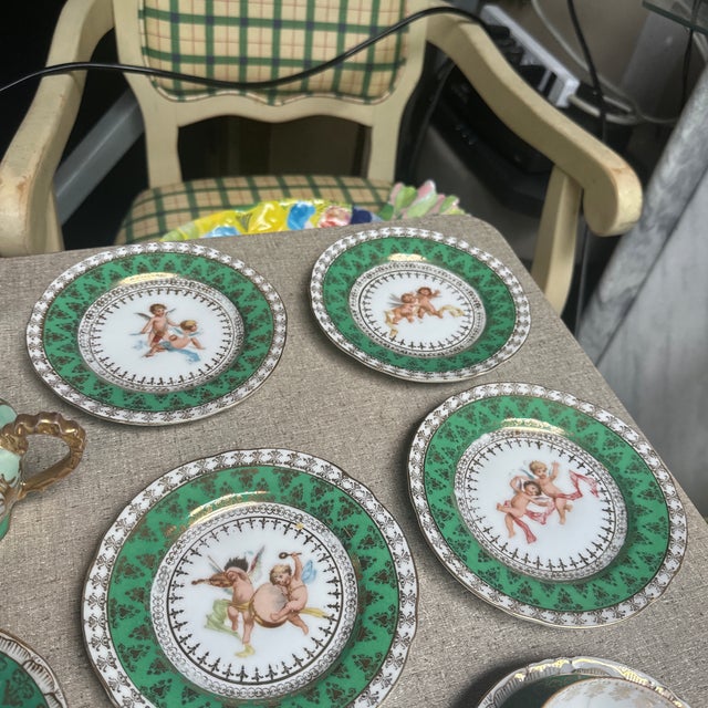 1970s Vintage Austria Ceramic Green Tea Set - 15 pcs For Sale - Image 5 of 8