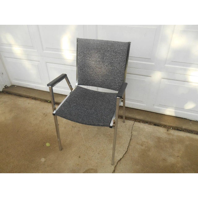 Vintage Mid-Century Modern Accent Office Chair by Flair Designs LTD made in USA. Black & Gray Tweed Fabric over Chrome...