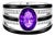 Late 20th Century 14K White Gold Diamond Amethyst Onyx Band Ring, Size 7.25 For Sale