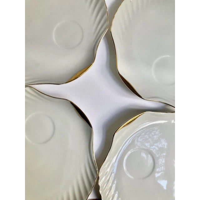 1970's Set of 4 "Shell" Gilt Rim Off White Porcelain Plates For Sale - Image 9 of 13
