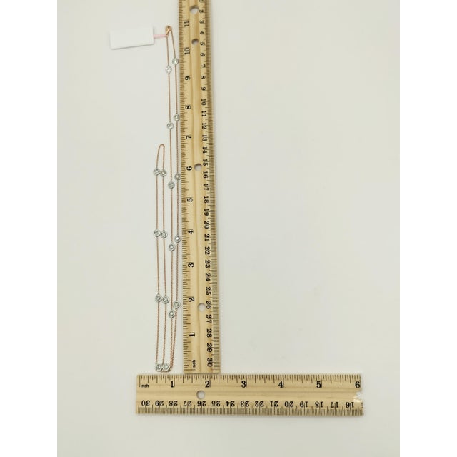 Metal White Diamond Round Bezel Necklace in 14k White and Rose Gold For Sale - Image 7 of 7