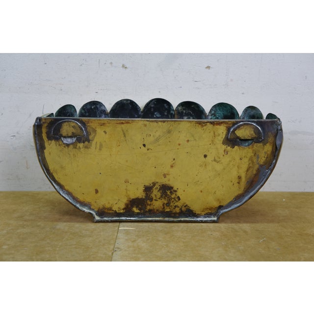 Antique Italian Hammered Ribbed Brass Lavabo Water Fountain Cistern & Basin For Sale - Image 17 of 18