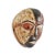 Small vintage red, white, and black painted wood Kuba mask. Dot design painted on traditional geometric features.
