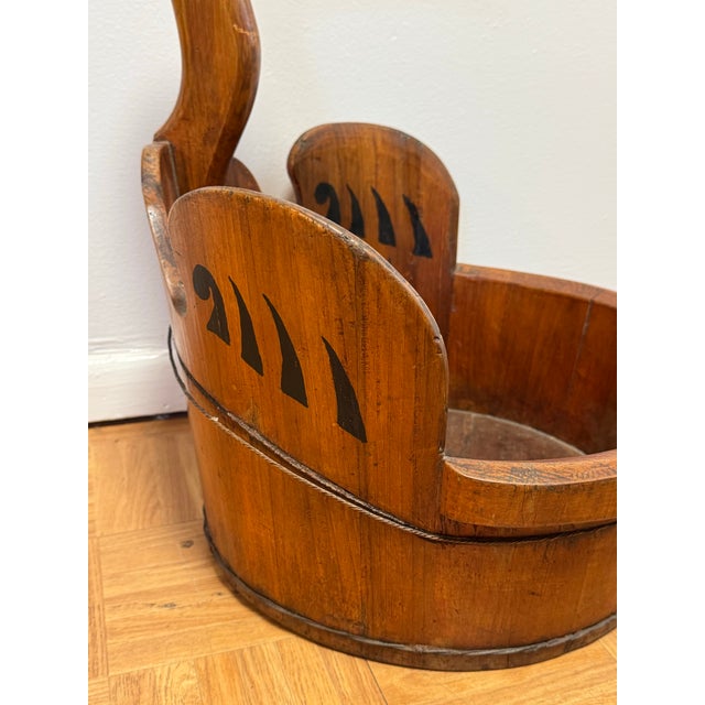 Antique Chinese Carved Wood Crane Basket | Southern China Folk Art Laundry Basket | Rustic Farmhouse Storage For Sale - Image 11 of 11