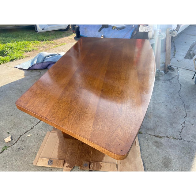 Art Deco Stow & Davis Mid Century Modern Walnut Boomerang Fan Executive Desk For Sale - Image 12 of 12