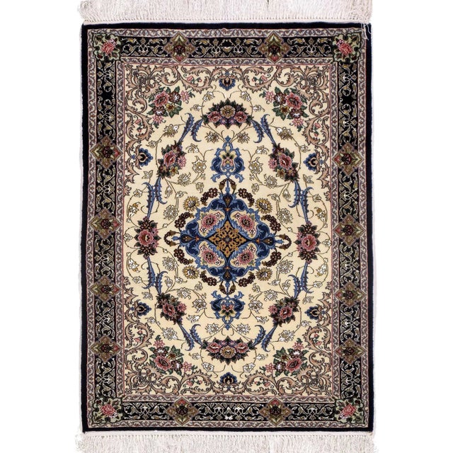 2020s Ivory Persian Silk & Wool Isfahan For Sale - Image 4 of 4