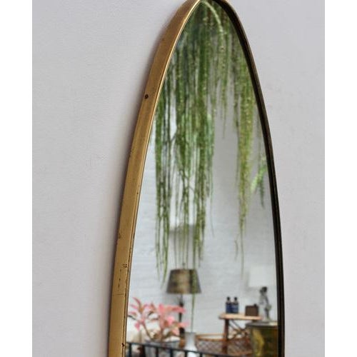 1960s Large Vintage Italian Wall Mirror with Brass Frame, 1960s For Sale - Image 5 of 14