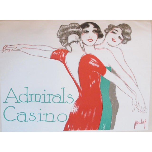 Art Deco "Admirals Casino" 1927 Lithographic Dancers Poster For Sale - Image 3 of 4