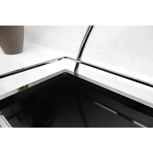 Chrome & Smoked Glass Mid-Century Modern Rolling Serving Cart Bar For Sale - Image 12 of 13