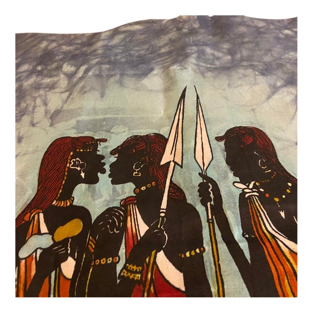 Vintage African Batik Textile Wall Hanging – Signed Kiwanuka – East African Figurative Art For Sale