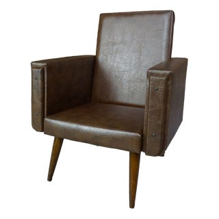 Vintage Children Lounge Chair in Wood and Skaï, 1950s For Sale