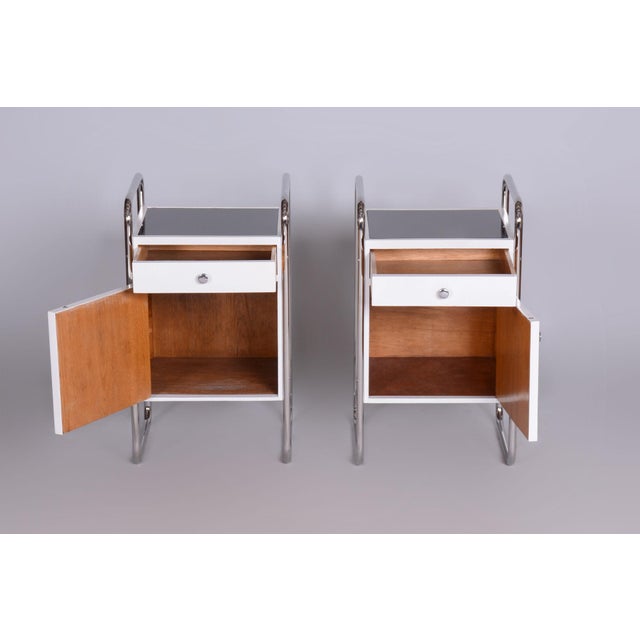 Bauhaus Bedside Tables in Chrome by Vichr, 1930s, Set of 2 For Sale - Image 4 of 9