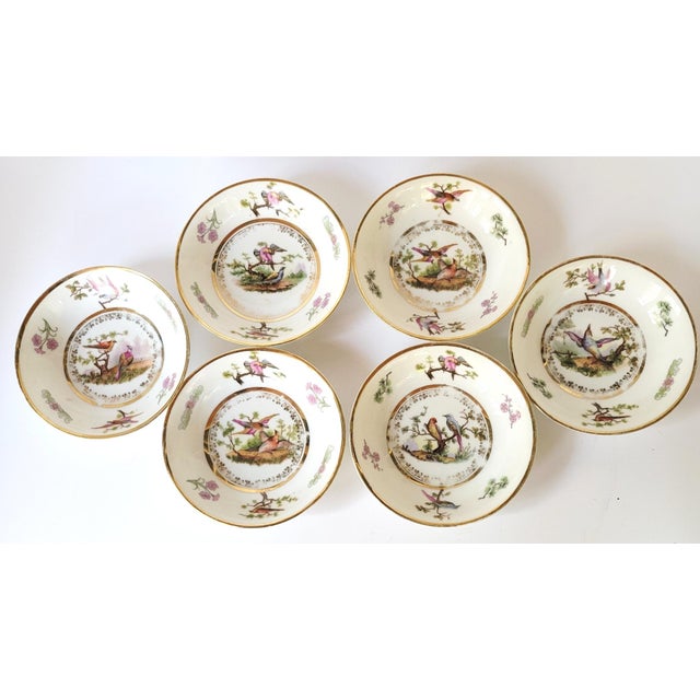 Shabby Chic Early 20th Century Royal Austria Hand-Painted Bird Berry Bowl Set - 7 Pieces For Sale - Image 3 of 8