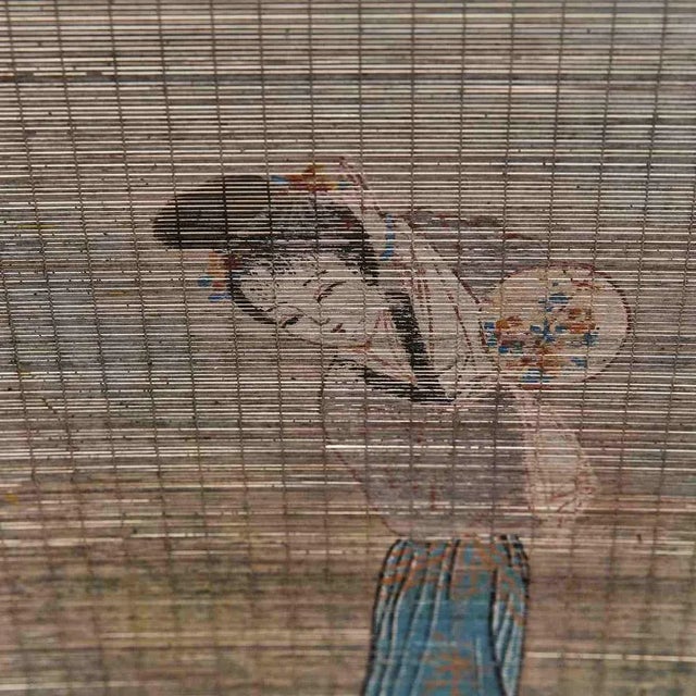 Bamboo Windscreen with Japanese Figures For Sale - Image 3 of 7