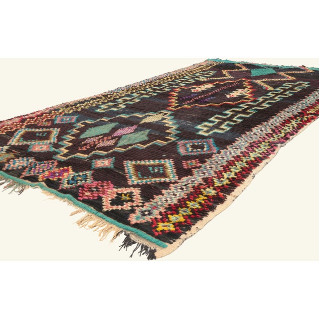 22058 Vintage Azilal Moroccan Rug, 04'00 x 07'01. The Woven Benediction: A Vintage Azilal Moroccan Masterpiece of Divine...