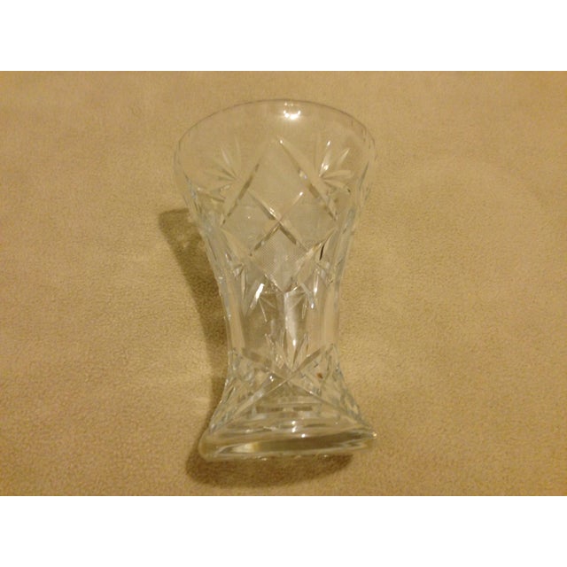 Vintage ABP American Brilliant Cut Leaded Glass Corset Vase Scalloped Edge Unknown Maker. Measures: 6 1/2" Tall, 5" top...