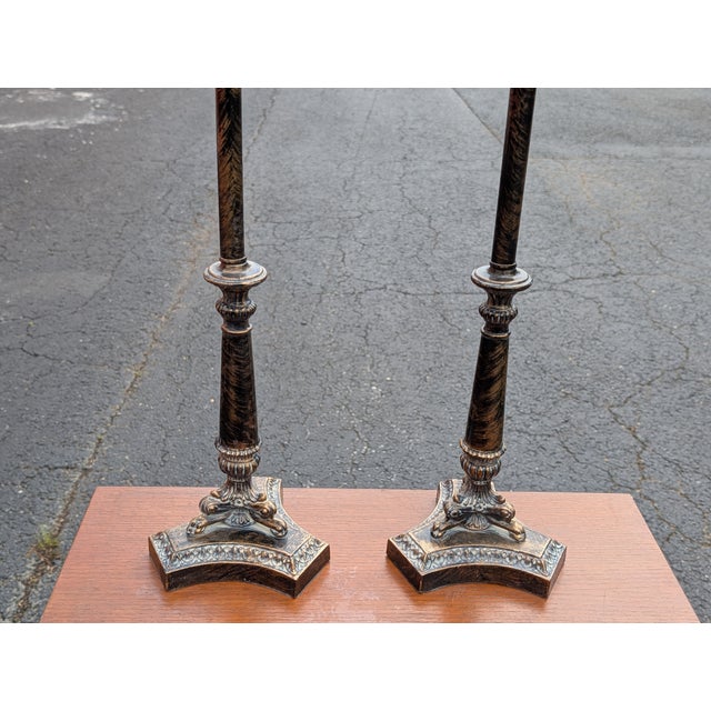 Black Vintage Late 20th Century Baroque Style Resin Table Lamps - A Pair For Sale - Image 8 of 9