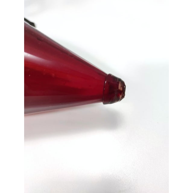 Ruby Red Murano Glass Vase with Iron Grape Vines attributed to Umberto Bellotto, 1930s For Sale - Image 9 of 11